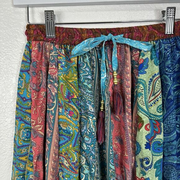 Unique Clothing Skirt Women Small Bohemian Patchwork Silk Crepe Maxi Nepal Boho - Picture 3 of 9